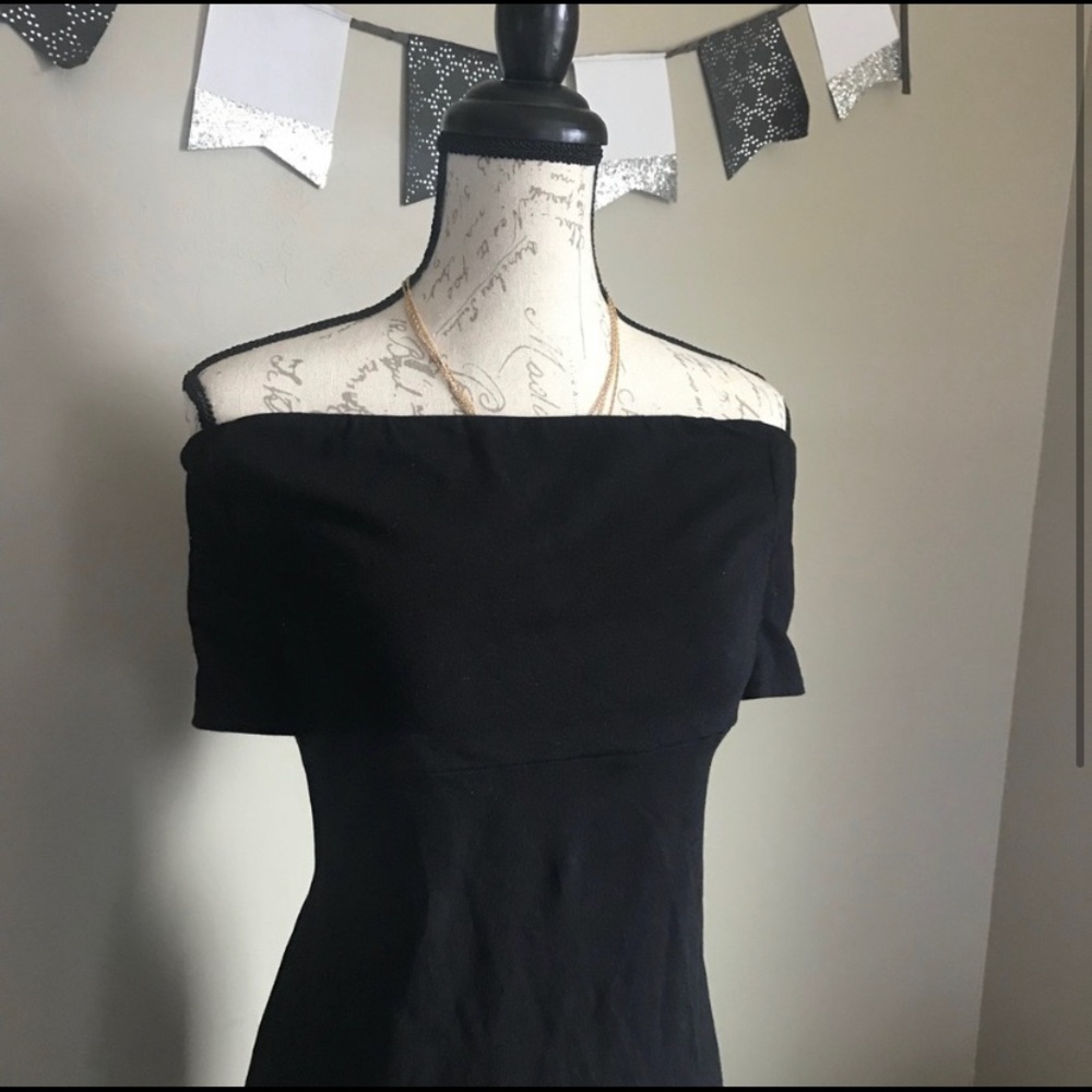 ASOS curve black off the shoulder dress